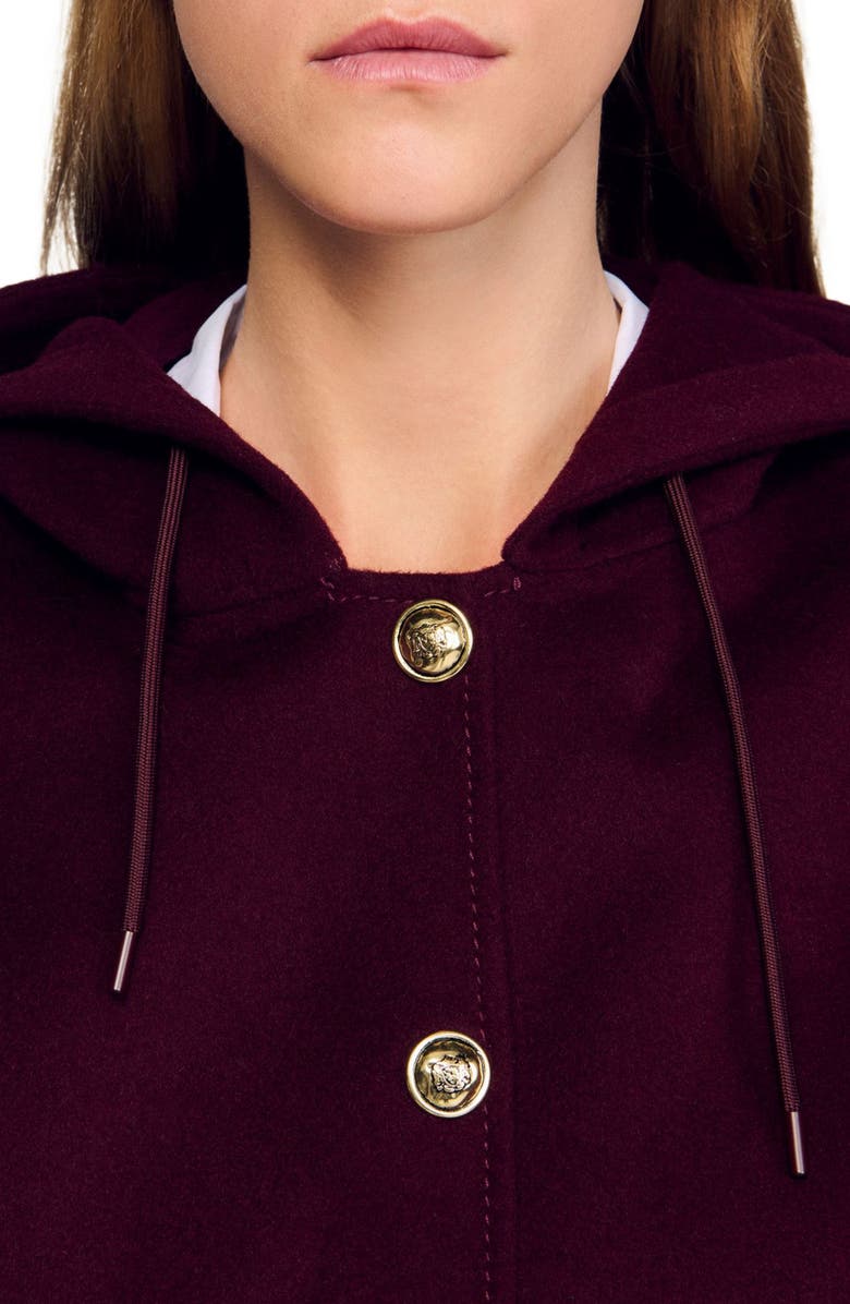 SANDRO Double-faced wool coat, Alternate, color, Bordeaux