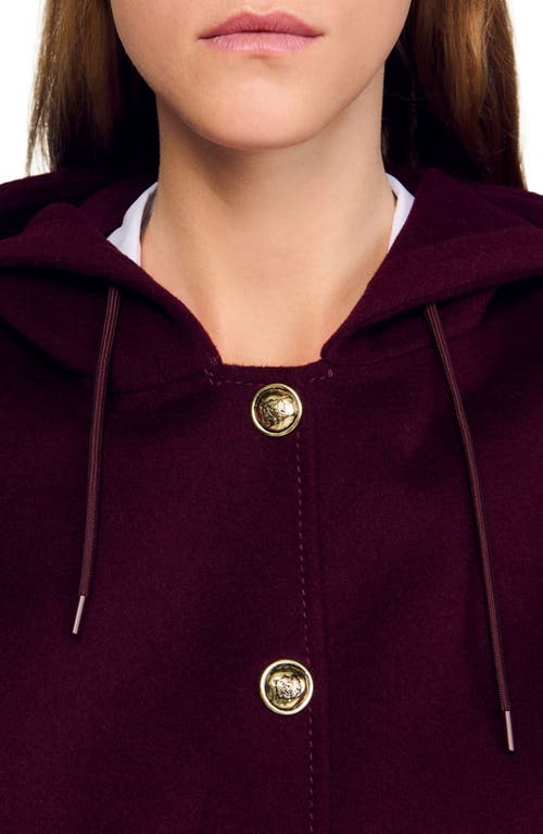 Sandro Double-faced Wool Coat In Burgundy