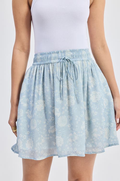 Reistor Drawstring Short Skirt In Light Blue Florals In Floral Whispers