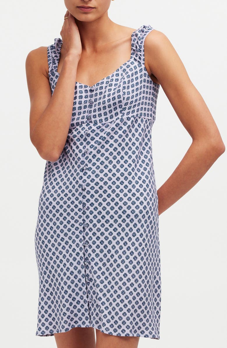 Madewell Cap Sleeve Button Up Minidress, Main, color, Washed Lavender