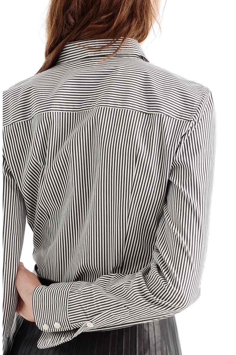 Perfect Slim Stretch Stripe Button Front Shirt, Alternate, color, BLACK
