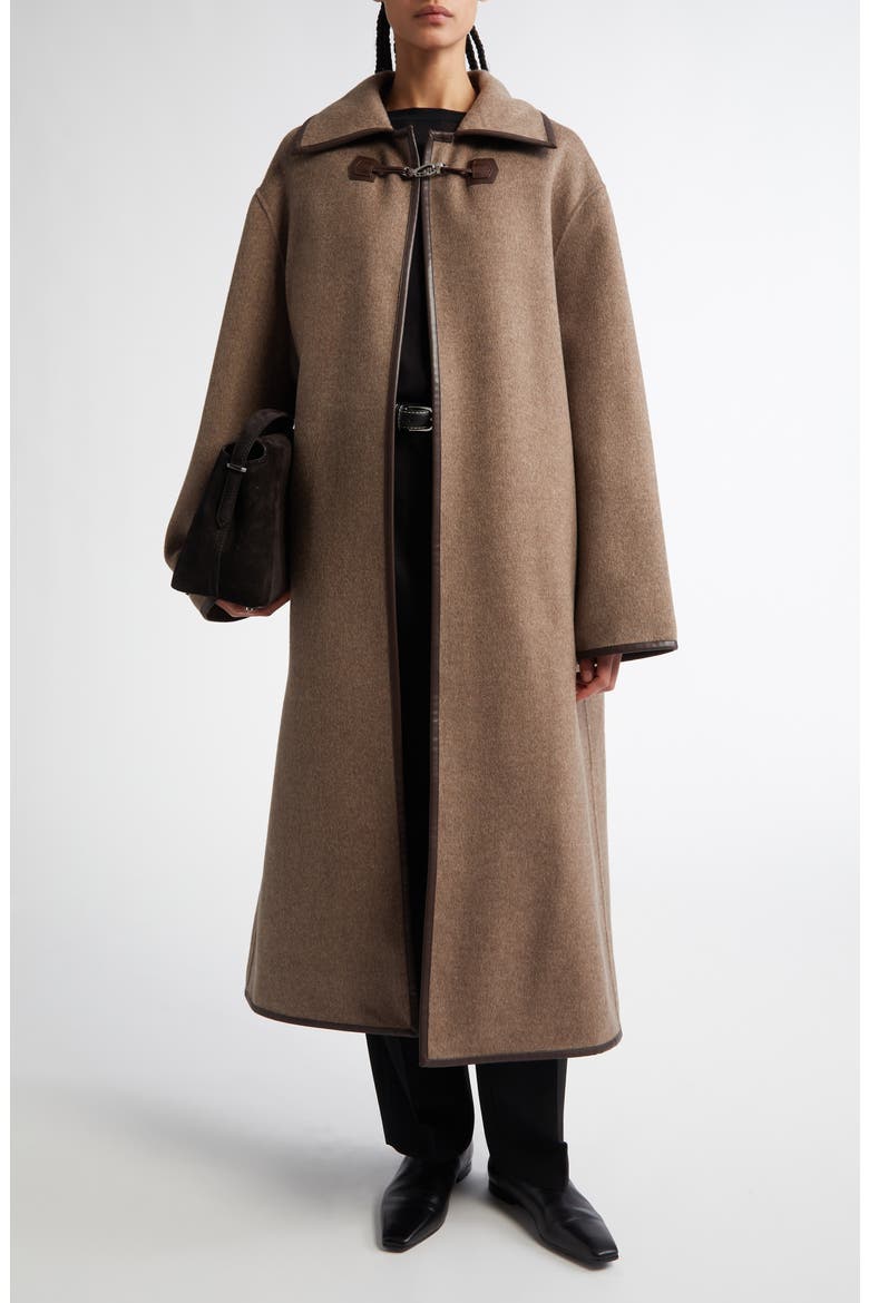 Double Clasp Wool Coat, Main, color, OAK MELANGE
