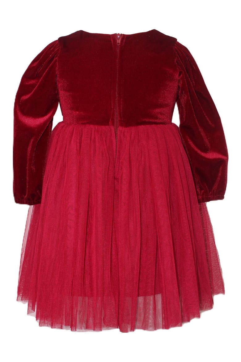 Kids' Velvet & Tulle Party Dress, Alternate, color, RED