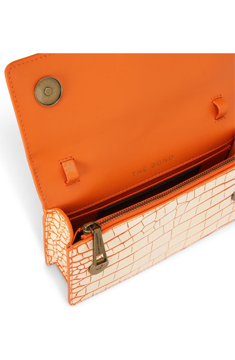 Kurt Geiger London Small Bond Croc Embossed Leather Top Handle Bag, Alternate, color,