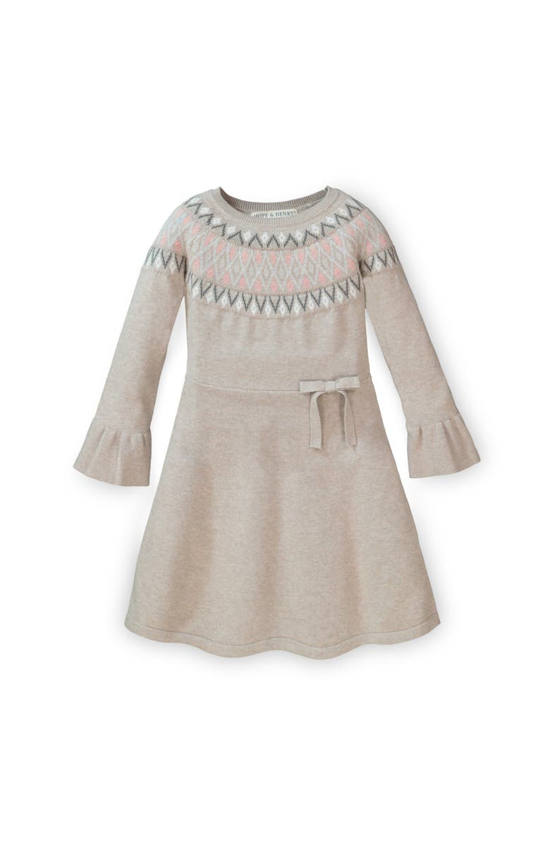Hope & Henry Girls' Fair Isle Fit and Flare Sweater Dress, Toddler, Main, color, 
