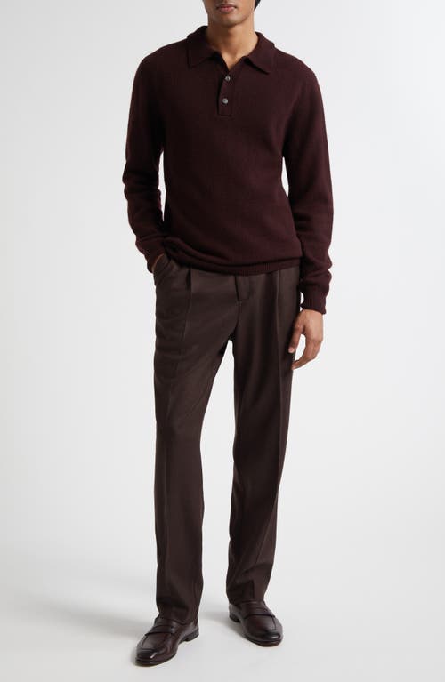 Sunspel Lambswool Polo Sweater In Burgundy
