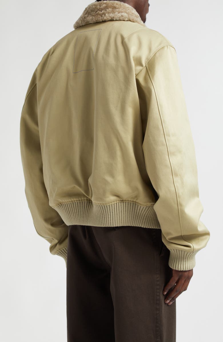 Burberry Cotton Sateen Bomber Jacket with Genuine Shearling Collar, Alternate, color,