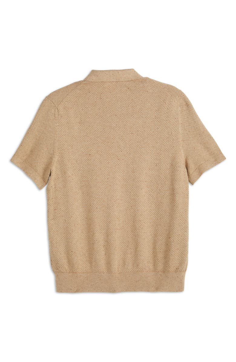 Scotch & Soda Textured Stitched Knit Polo, Alternate, color, Taupe