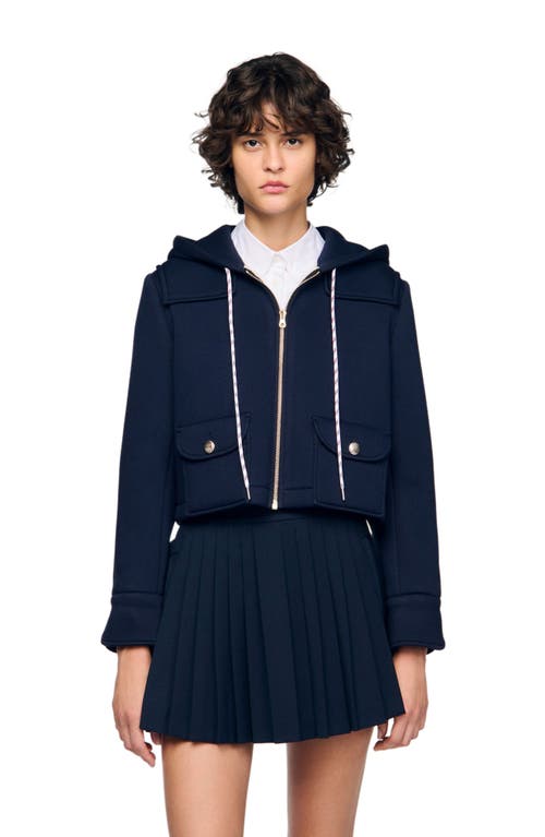 Sandro Technical Hooded Jacket In Blue