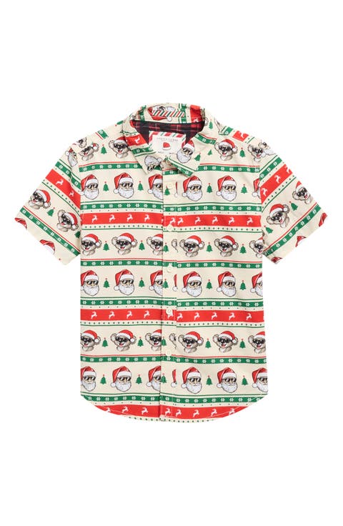 Kids' Holiday Short Sleeve Button-Down Shirt