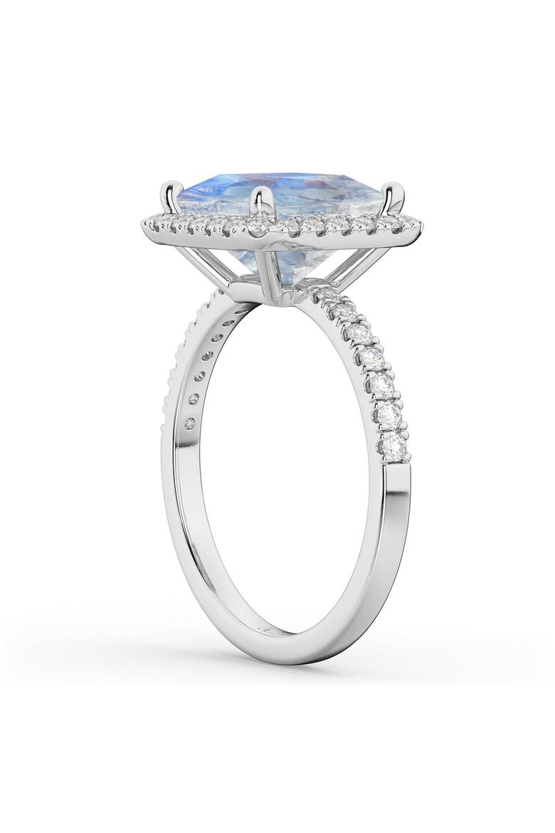 Princess Cut Halo Moonstone & Diamond Engagement Ring 14K, Alternate, color, 3.47ct/White Gold