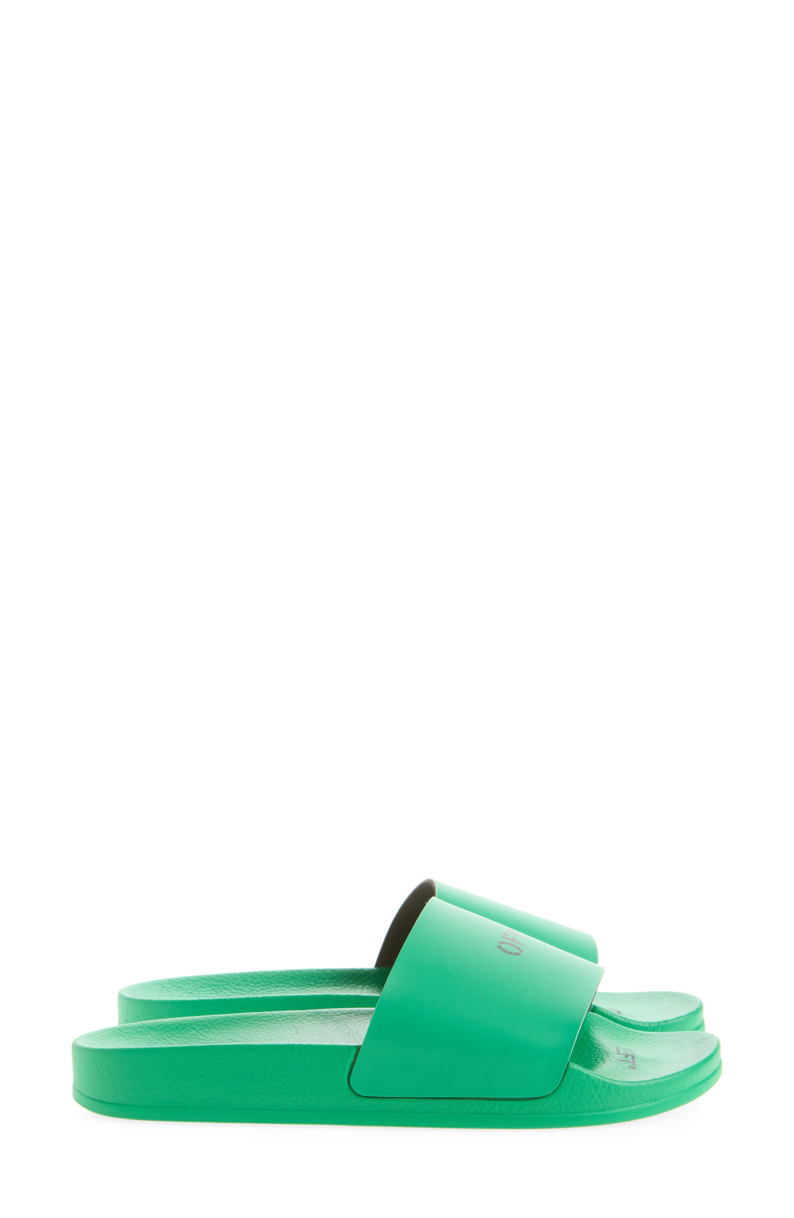 Off-White Logo Pool Slide Sandal, Alternate, color, Green No Color