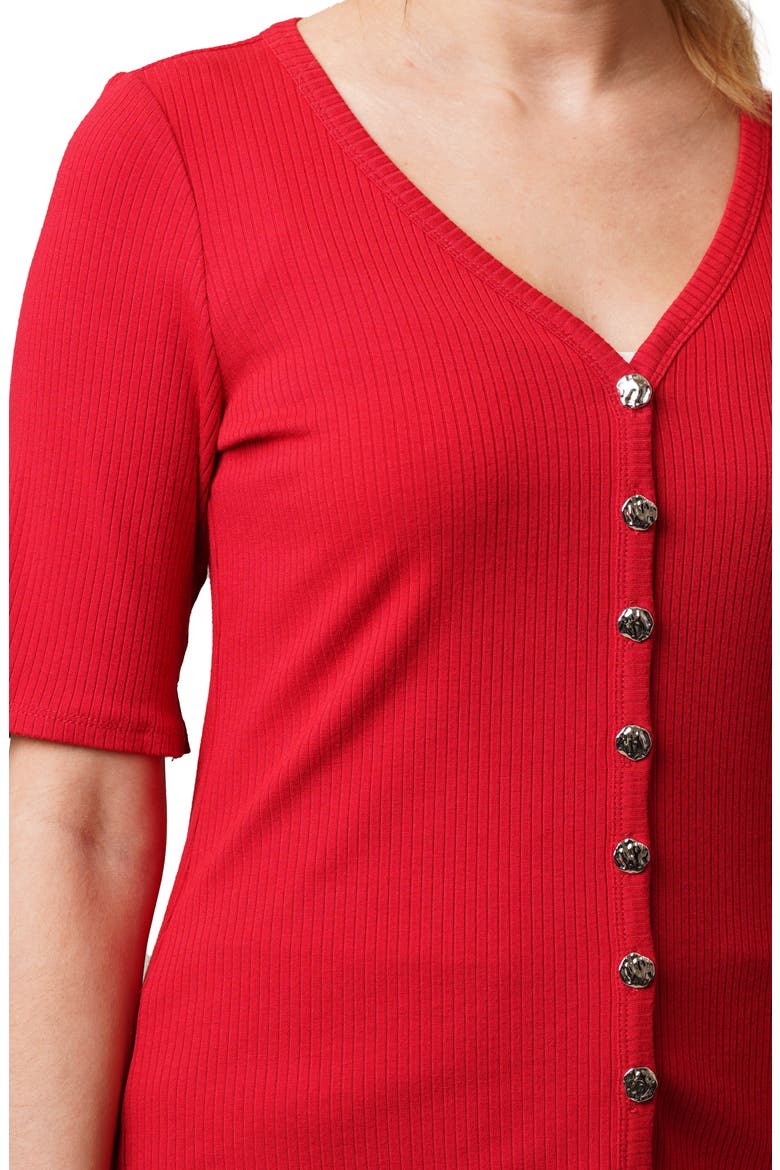 V-Neck Elbow Length Sleeve Cardigan, Alternate, color, SALSA