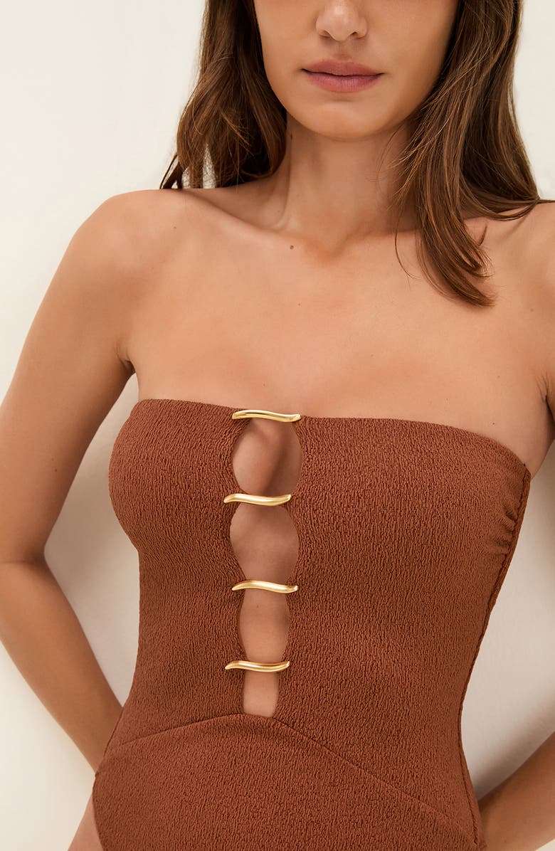 ViX Paula Hermanny Firenze Judy Strapless One-Piece Swimsuit, Alternate, color, Brown