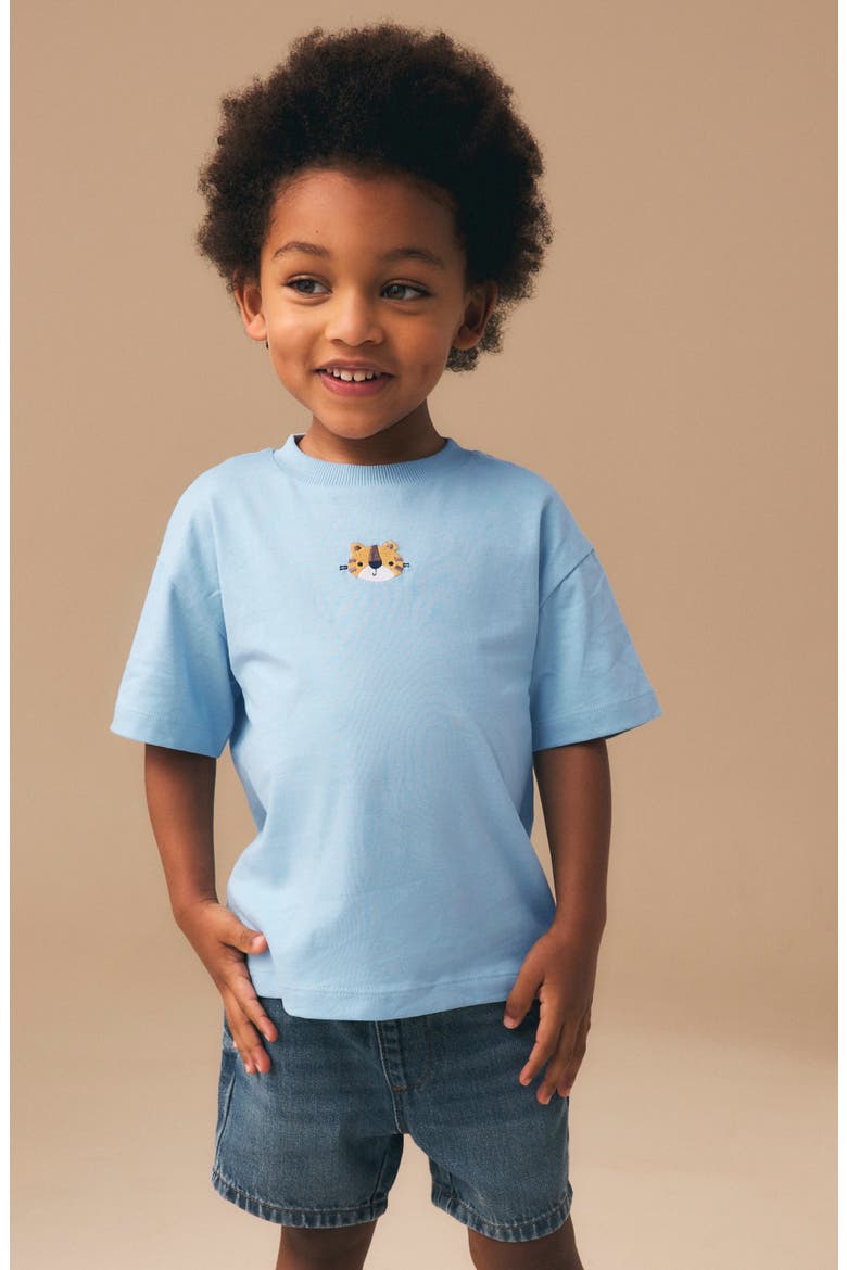 Kids' Lion Embroidered T-Shirt, Alternate, color, BLUE