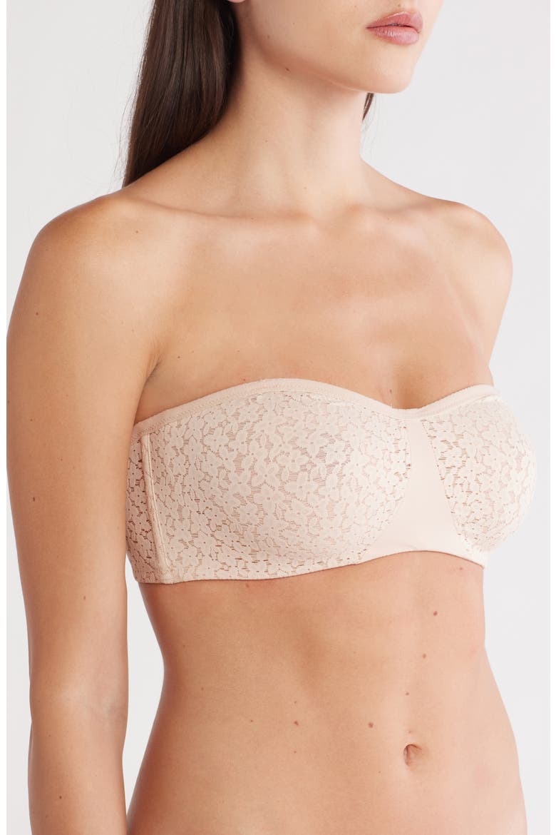 Norah Lace Trim Bandeau Bra, Alternate, color, BLUSH-1N