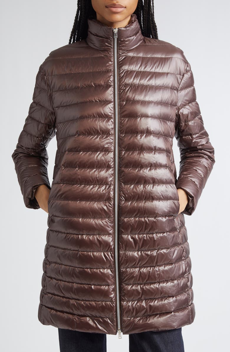 Herno Layered Mixed Media Down Jacket, Alternate, color, Fondente