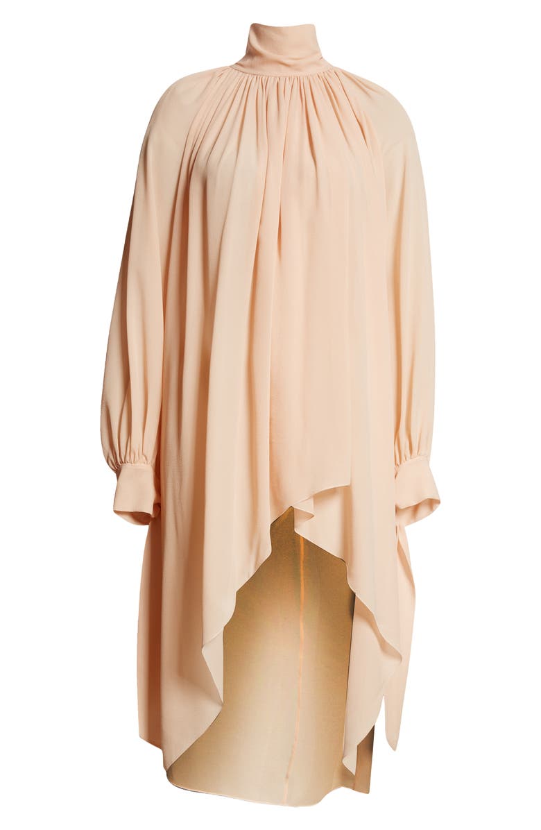 Chloé Long Sleeve High-Low Silk Crepe Dress, Alternate, color,