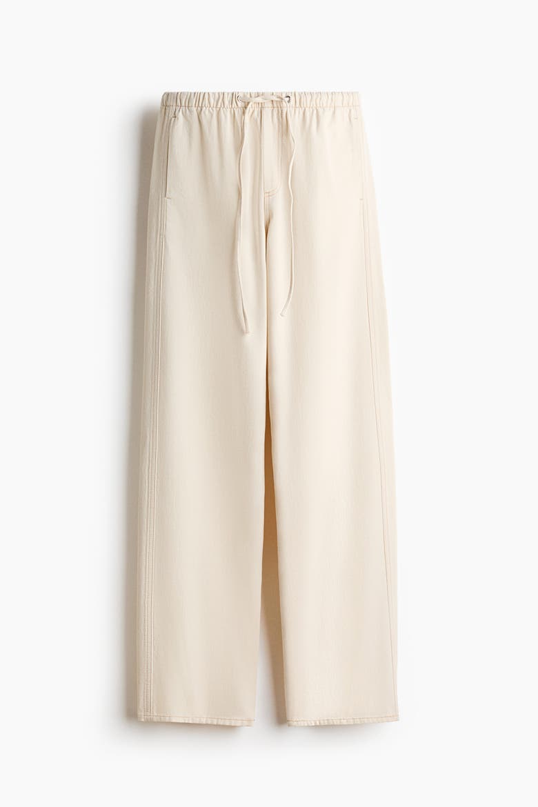 Denim Drawstring Pants, Alternate, color, Light beige
