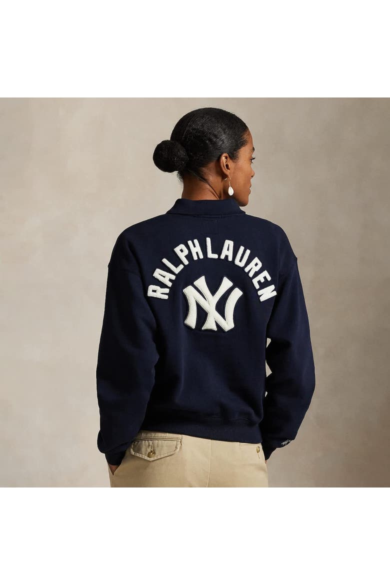 Navy Yankees  Fleece Polo, Alternate, color, Navy