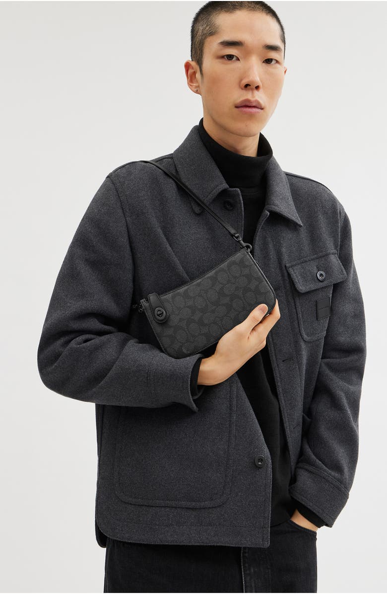 COACH Penn Signature Coated Canvas & Leather Shoulder Bag, Alternate, color,