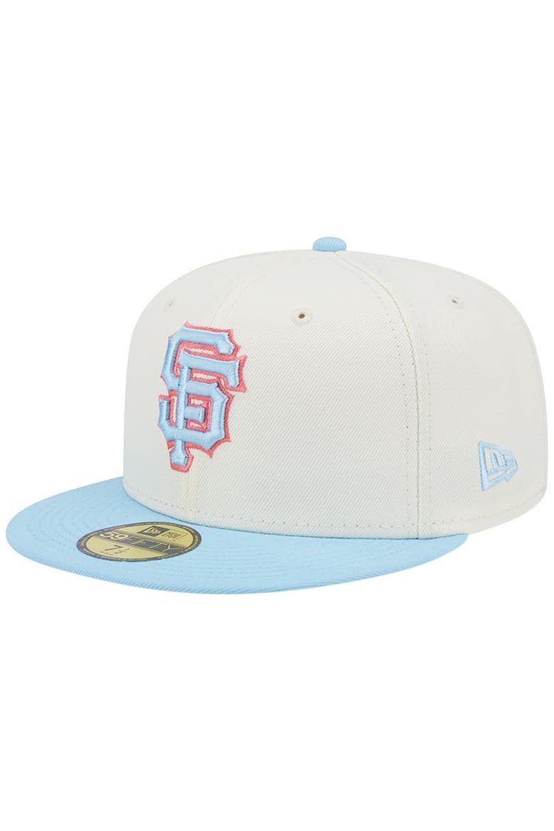 Men's New Era Cream/Light Blue San Francisco Giants Spring Color Two-Tone 59FIFTY Fitted Hat, Alternate, color, White