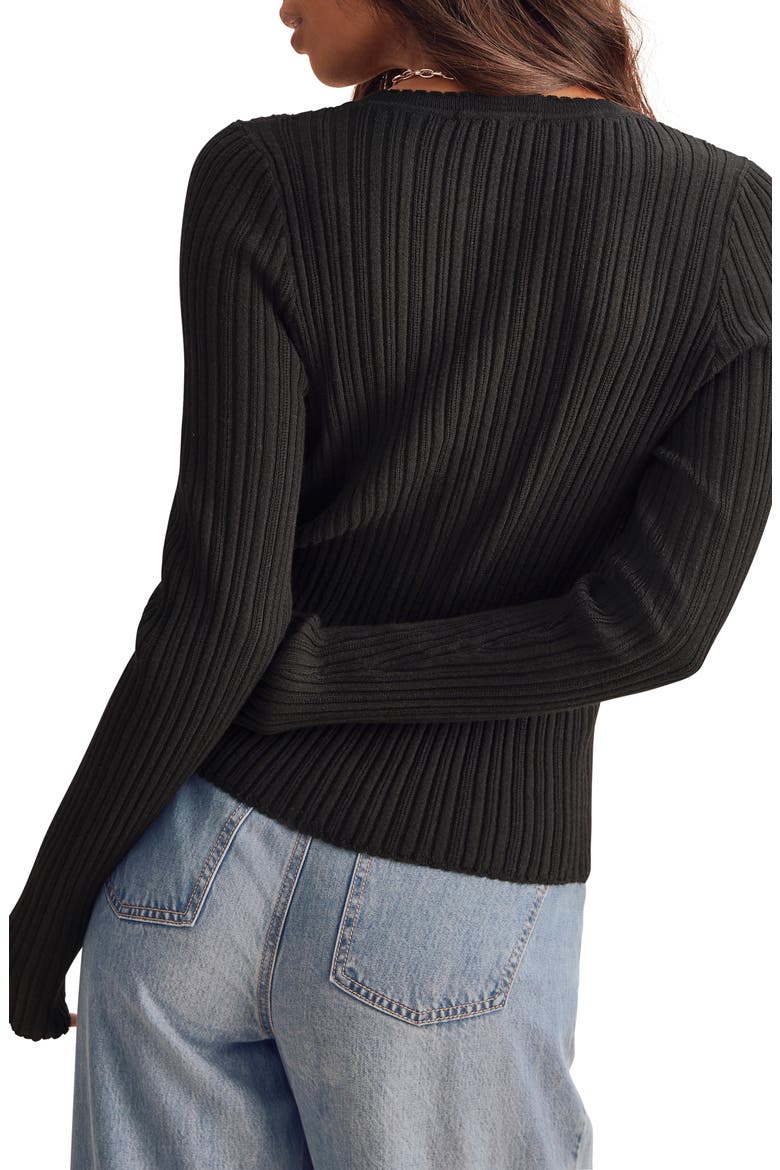 Georgie Pointelle Sweater, Alternate, color, BLACK