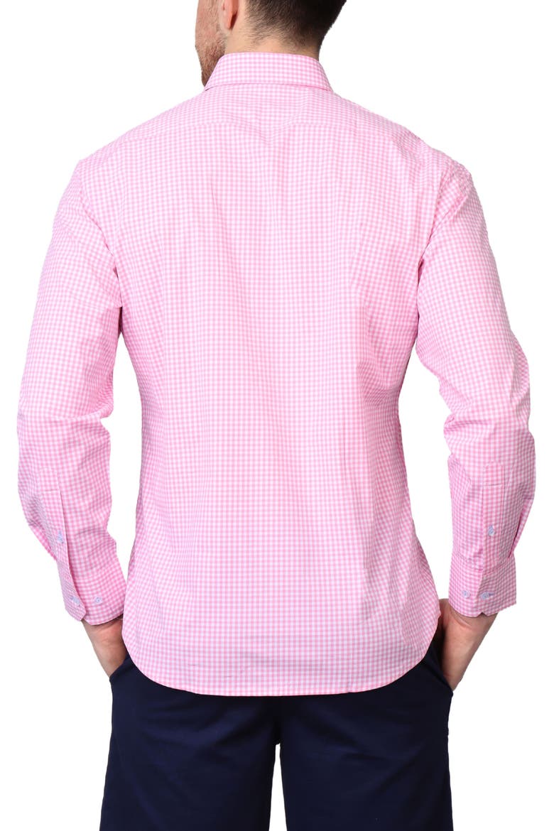 Gingham Stretch Cotton Button-Up Shirt, Alternate, color, LIGHT PINK