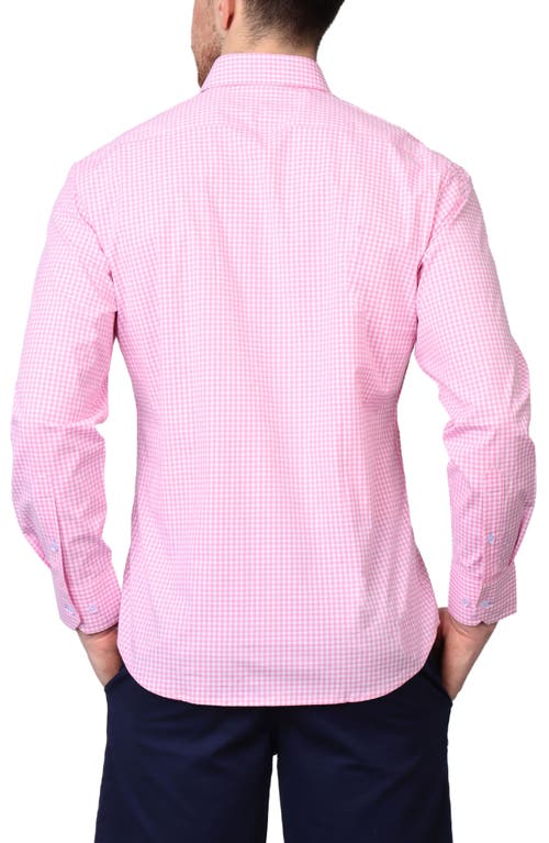 Tailorbyrd Gingham Stretch Cotton Button-up Shirt In Light Pink