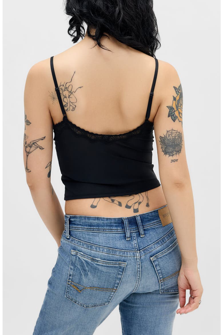 Adore Lace Trim Crop Camisole, Alternate, color, BLACK