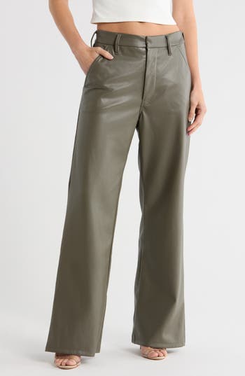 Mother The Sk8er Prep Sneak Faux Leather Pants In Green