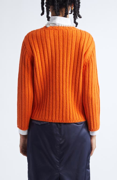 Sandy Liang Carlow Rib Wool Blend Sweater In Orange