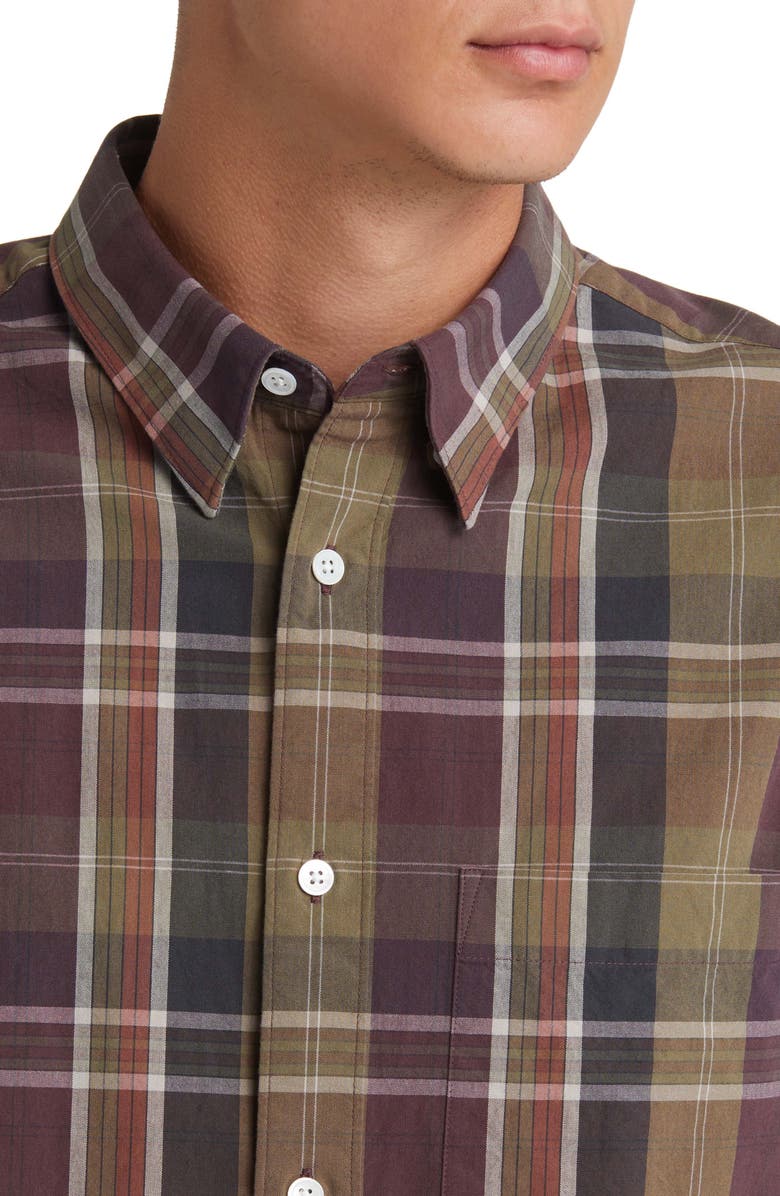 NN07 Cohen 5204 Plaid Organic Cotton Poplin Button-Up Shirt, Alternate, color, Moss Check