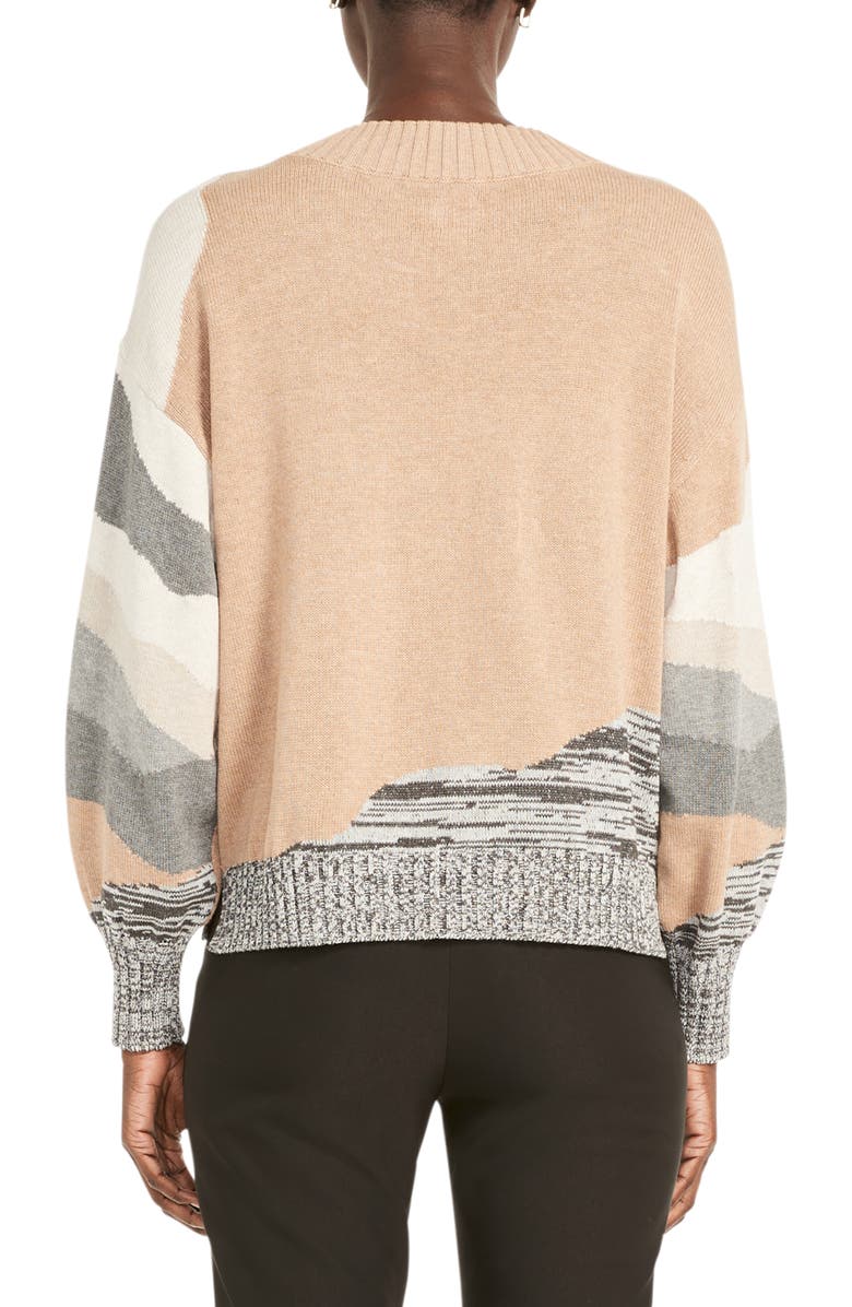 NIC+ZOE Vital Abstract Camo Cotton Blend Sweater, Alternate, color, Neutral Multi