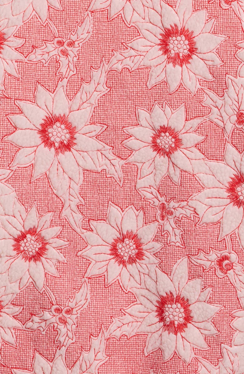 SAACHI Faux Shearling Floral Appliqué Jacket, Alternate, color, Red