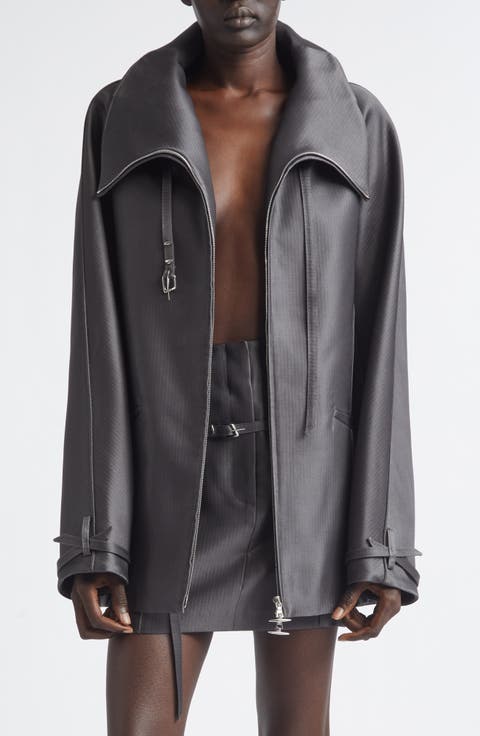 Beltled Collar Wool & Silk Cocoon Coat