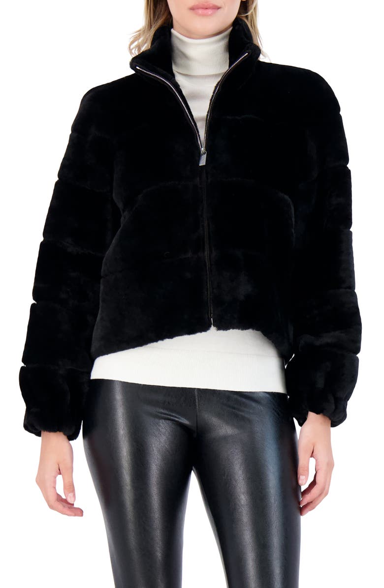 GORSKI Genuine Shearling Horizontal Zip Jacket, Alternate, color, Black