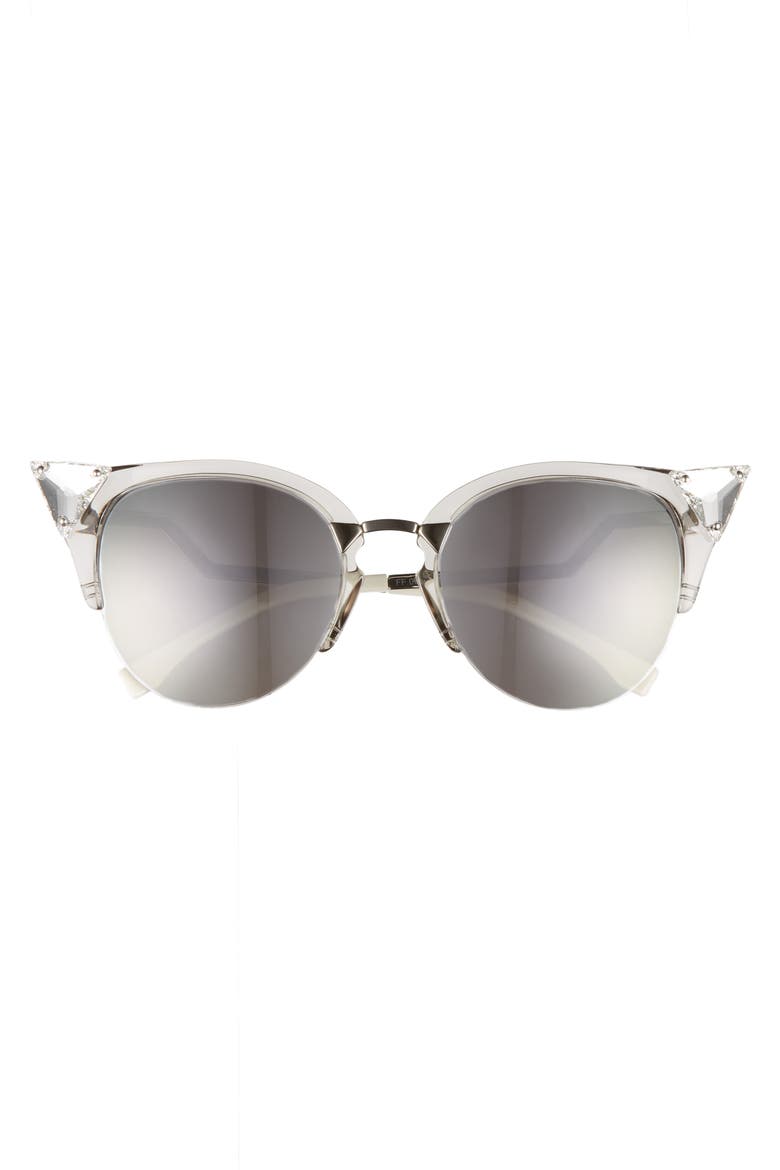 Crystal 52mm Tipped Cat Eye Sunglasses, Alternate, color, CRYSTAL/ PALLADIUM
