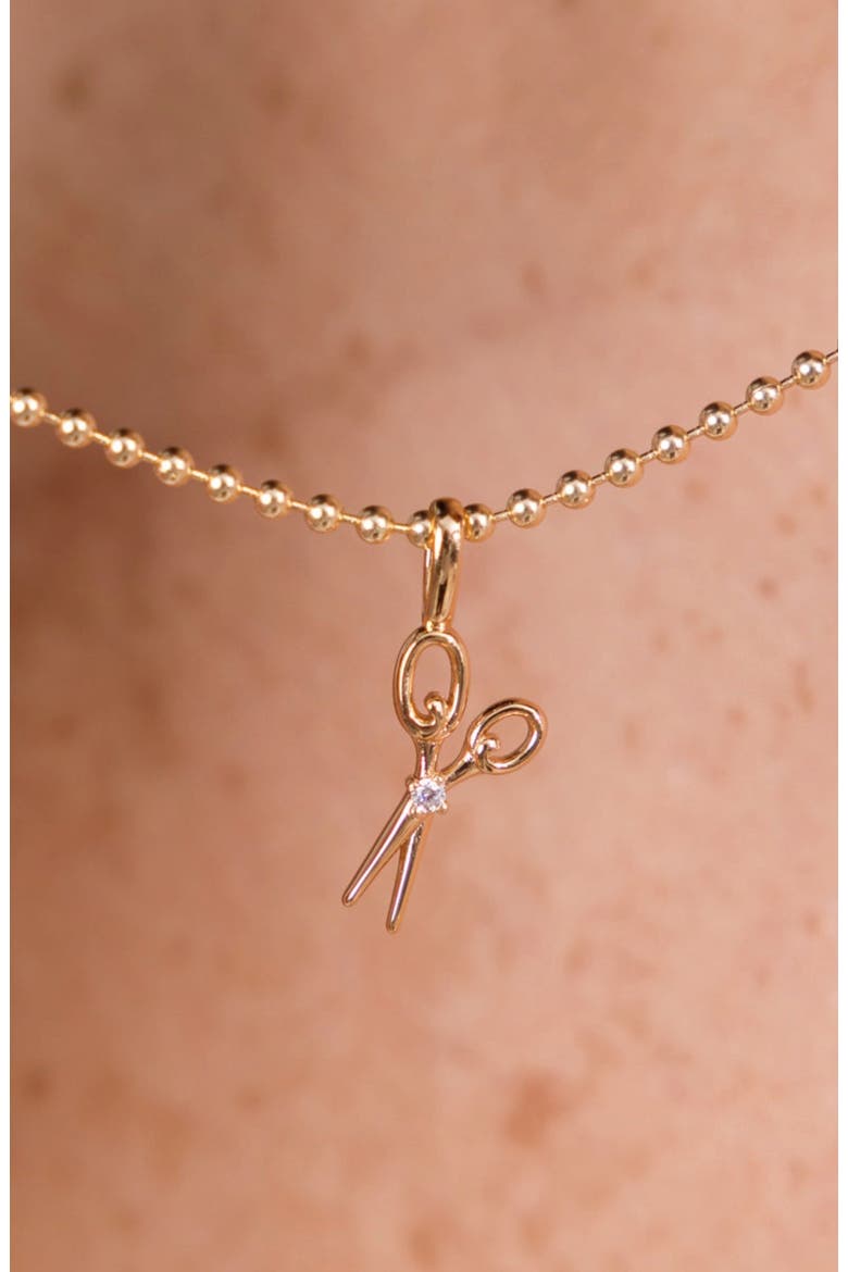 Scissors Bead Chain Necklace, Alternate, color, Gold Vermeil