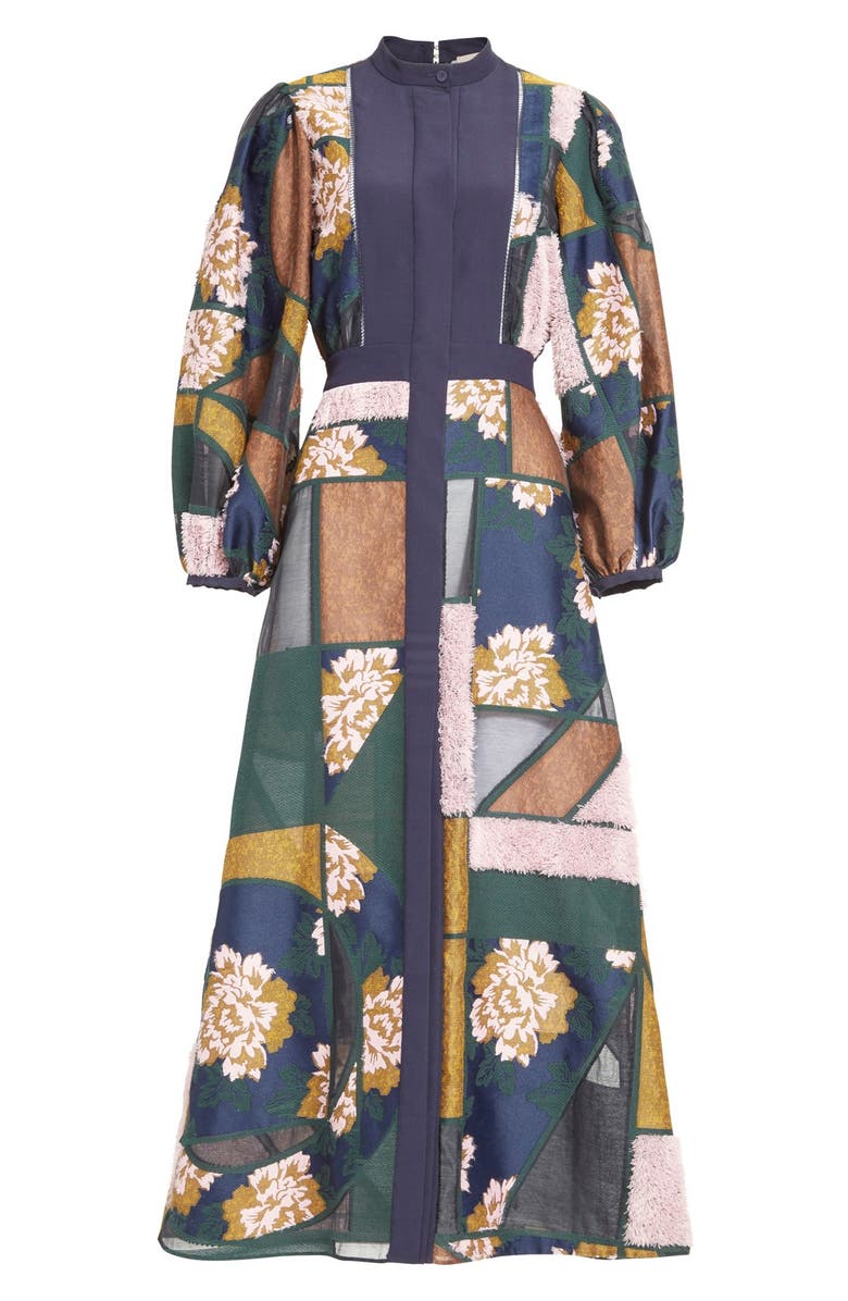Roksanda 'Gallen' Print Silk Midi Dress, Alternate, color, 