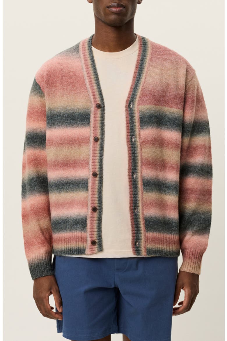 Boston Ombré Stripe Cardigan, Main, color, SEA MOSS GREEN
