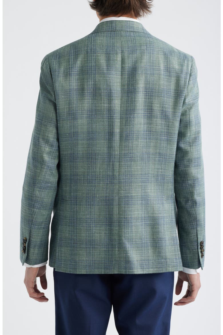 Midland Contemporary Fit Green Check Slub Wool & Silk Blend Sport Coat, Alternate, color, SAGE MULTI