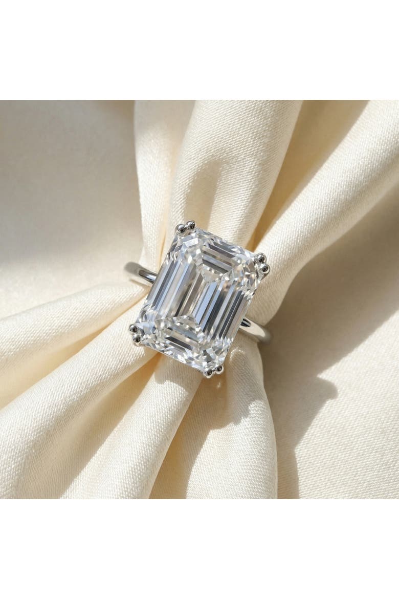 Certified 10Ct Emerald Cut Diamond Solitaire Engagement Ring 14k Gold Lab Grown, Alternate, color, 14k White Gold