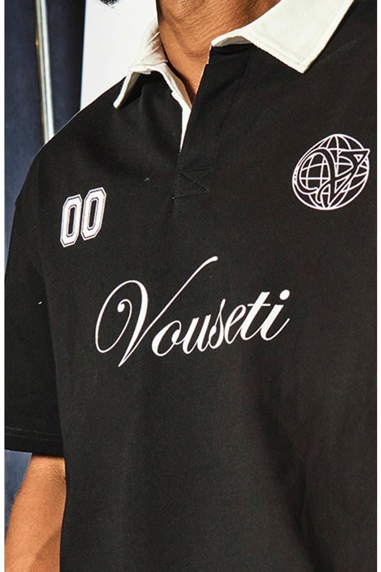 Post Game Embroidered Cotton Rugby Polo, Alternate, color, BLACK