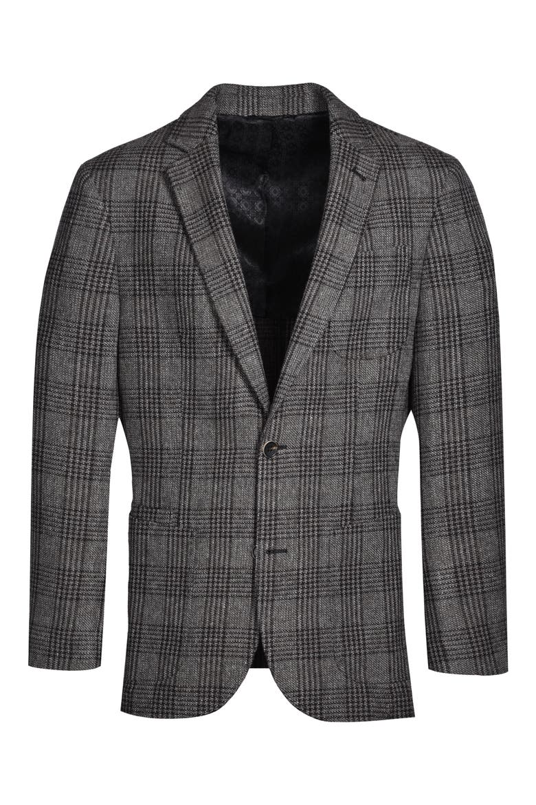 Plaid Wool Blend Sport Coat, Alternate, color, GREY