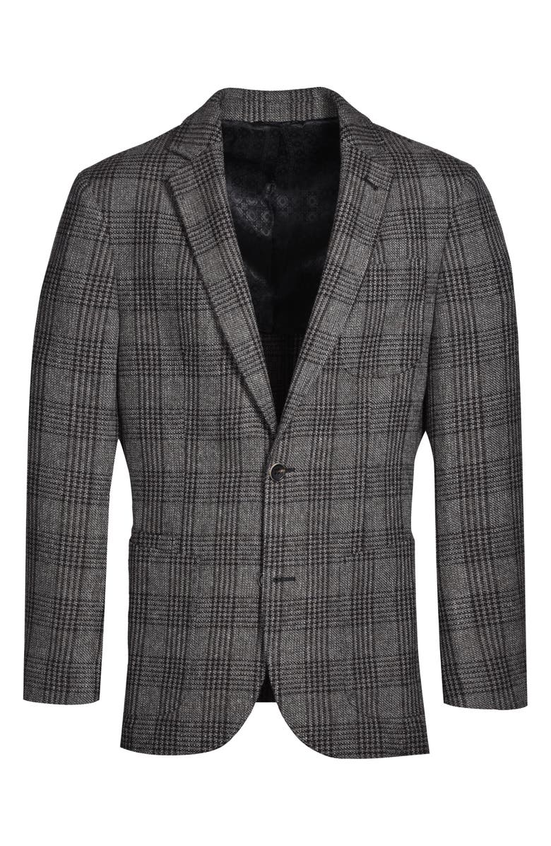 FLYNT Plaid Wool Blend Sport Coat, Alternate, color, Grey