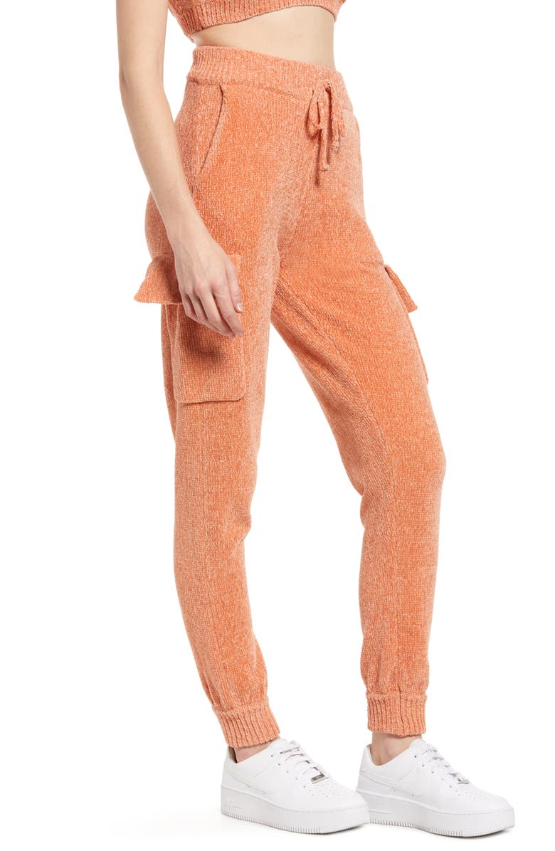 KENDALL + KYLIE Chenille Cargo Joggers, Alternate, color, 