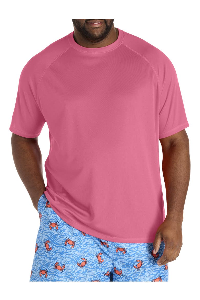Big & Tall Swim Rash Guard T-Shirt, Main, color, PINK LEMONADE SOLID