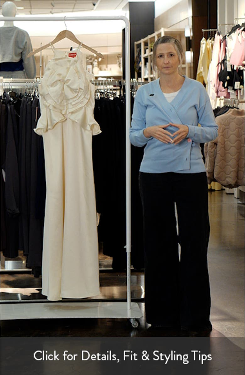 Tashi Rosette Bodice Satin Gown, sales video thumbnail