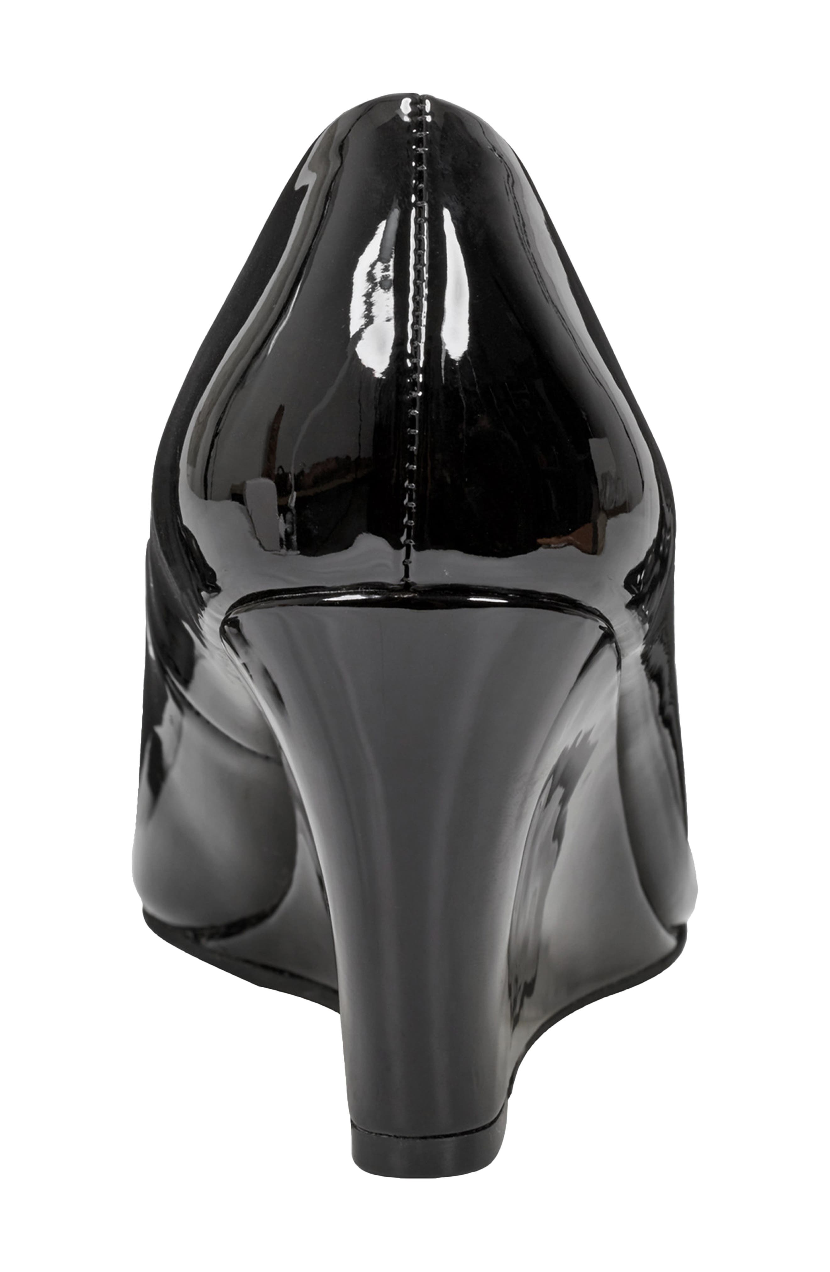 Bandolino Tuff Love Peep Toe Patent Wedge Pump, Alternate, color, Black